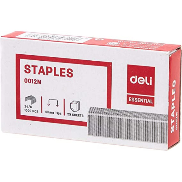 DELI STAPLES PIN 24/6 1 X 1000 30SHEETS 0012N