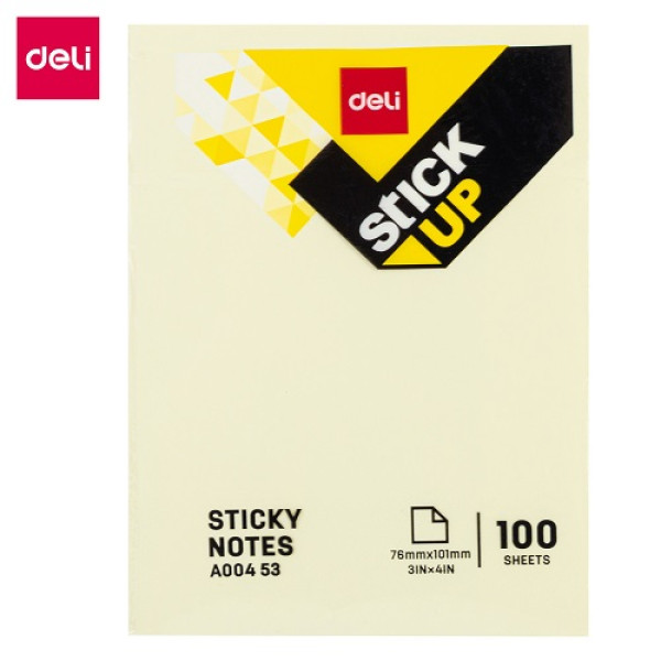 DELI STICKY NOTES 12-PIECE YELLOW 3X4 100 SHEETS/PAD A00453(76X101MM)