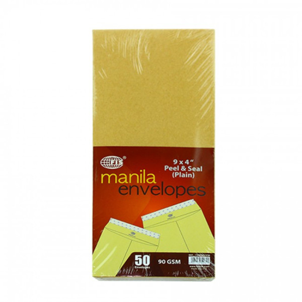 FIS ENVELOPES 9" X 4"MANILA BROWN 90 GSM, BOX OF 50 PCS FSME9031P50