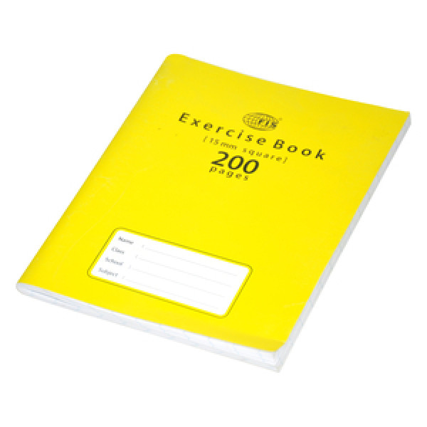 FIS EXERCISE NOTEBOOK, 200 PAGES, 15MM SQUARE, FSEBSQ15200N