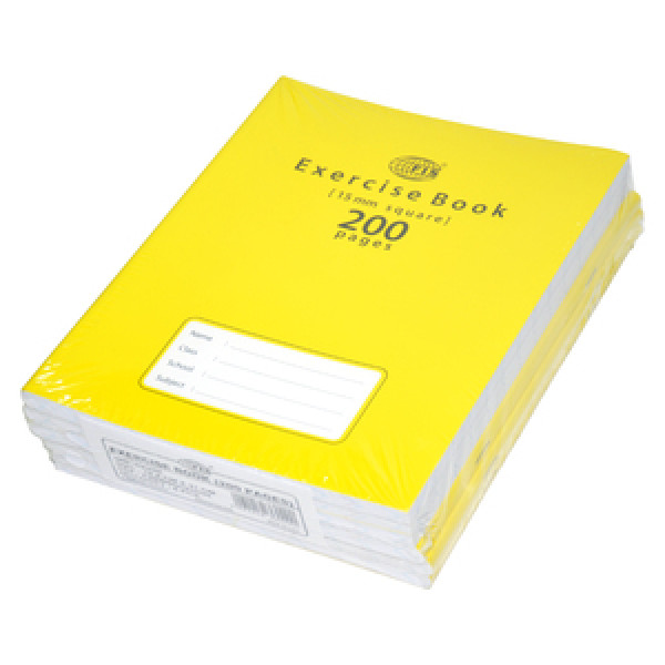 FIS EXERCISE NOTEBOOK, 200 PAGES, 15MM SQUARE, FSEBSQ10200N,6 PIECES