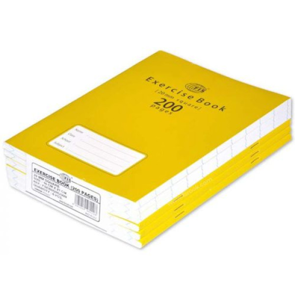 FIS EXERCISE NOTEBOOK 200 PAGES, 20MM SQUARE FSEBSQ20200N ,6 PIECES