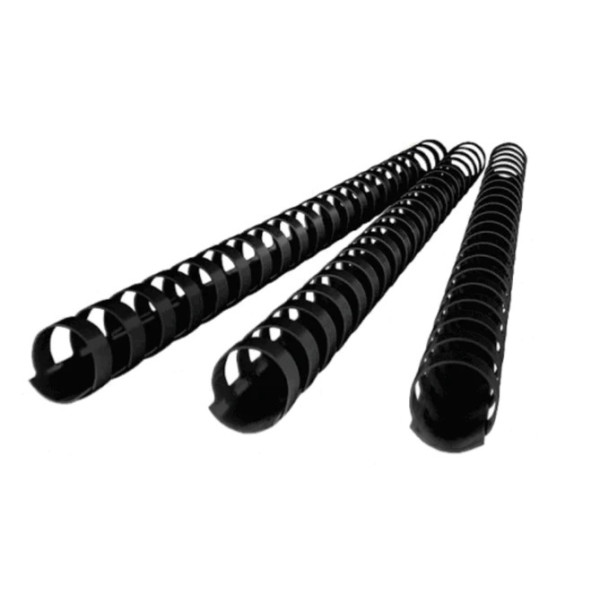 SUPER DEAL PLASTIC COMB BINDING RINGS PVC 28MM BLACK, BOX OF 100 PCS