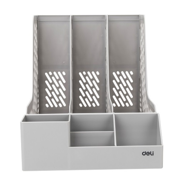 DELI EZ00112 MAGAZINE CONTAINER 255×320×275MM 3-COMP GREY