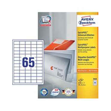  AVERY LABEL LASER ZWECKFORM A4 3669 WHITE 15 LABELS/SHEET, PACKT