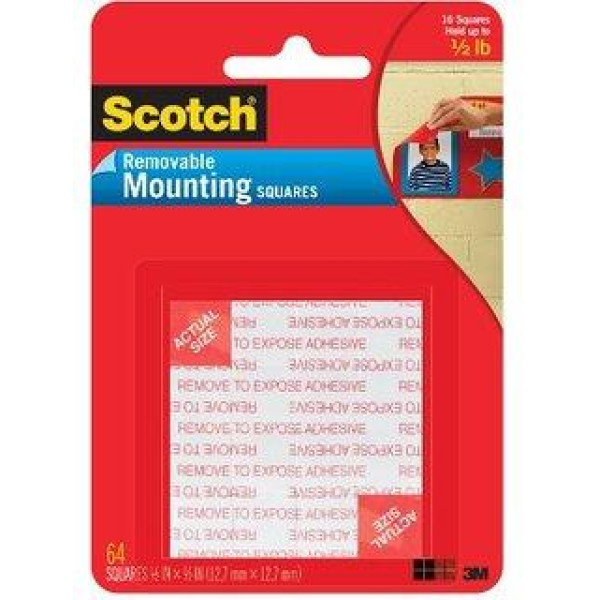 3M MOUNTING SQUARES TAPE REMOVABLE 108 16X1"