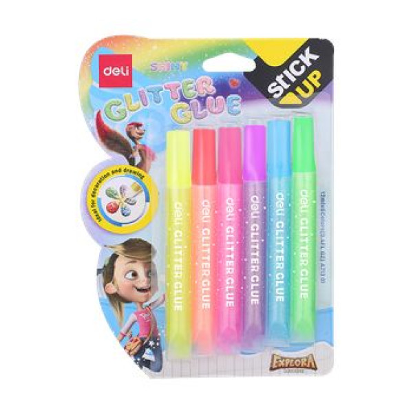 DELI EA71301 NEON GLITTER GLUE 12ML 6C