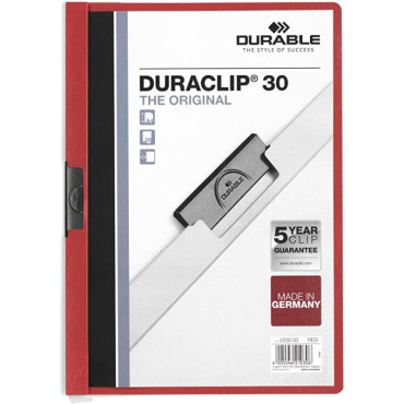 DURABLE 2209 DURACLIP FOLDER 60 A4 RED 25 PIECES IN BOX