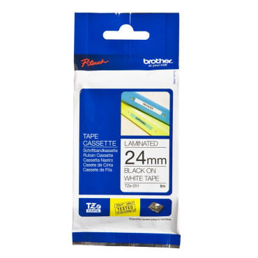 BROTHER TZ-221 TAPE 9MM BLACK ON WHITE LAMINATED