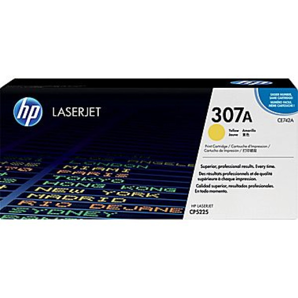 HP 307A LASERJET TONER CARTRIDGE YELLOW CE742A (CP5225 SERIES)