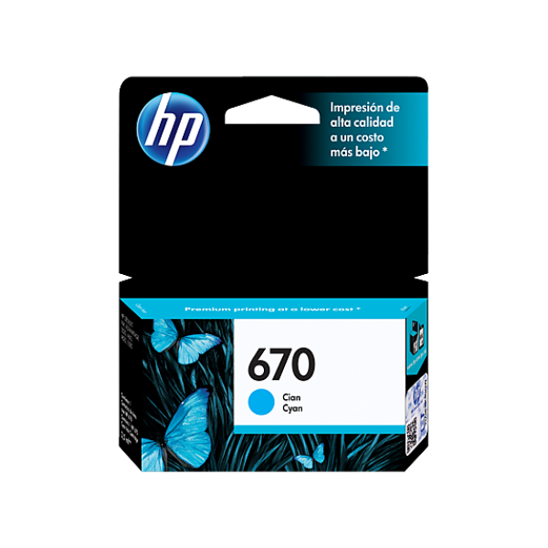 HP 670 INK CARTRIDGE CYAN CZ114AL