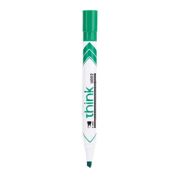 DELI WHITEBOARD MARKER U002 2-5MM DRY ERASE GREEN CHISEL TIP, BOX OF 12 PCS