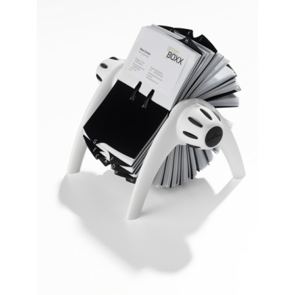 DURABLE VISIFIX FLIP ROTARY BUSINESS CARD HOLDER 400 CARDS CAPACITY WHITE