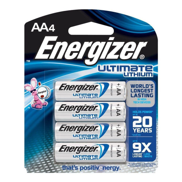 ENERGIZER AA L91BP4 LITHIUM BATTERIES, PACK OF 4 PCS