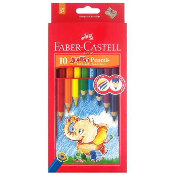 FABER CASTELL FCI111610 10 COLOR JUMBO PENCILS