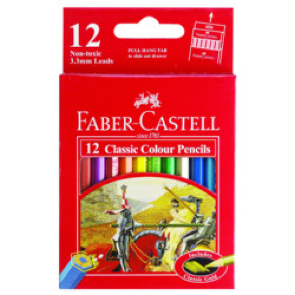 FABER CASTELL FCI115852 12 CLASSIC COLOR PENCILS 3.3MM LEAD