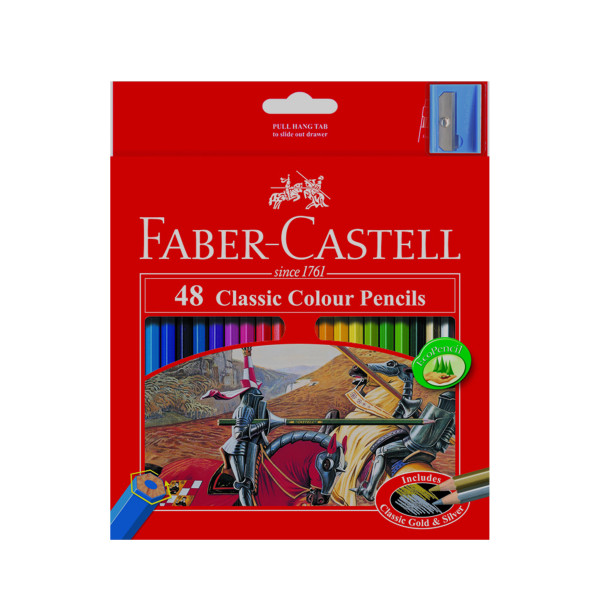 FABER CASTELL FCI115858 48 CLASSIC COLOR PENCILS INCLUDES CLASSIC GOLD &SILVER