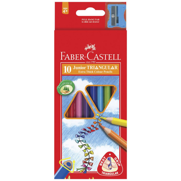 FABER CASTELL FCI16-116538-10 JUNIOR TRIANGULAR COLOR PENCIL PACK OF 10 PIECES