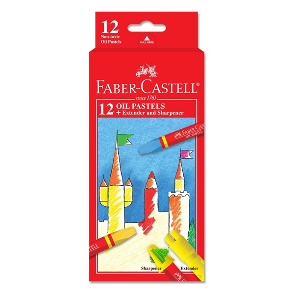 FABER CASTELL FCIN126012 OIL PASTELS ROUND 60MM 12 COLOR