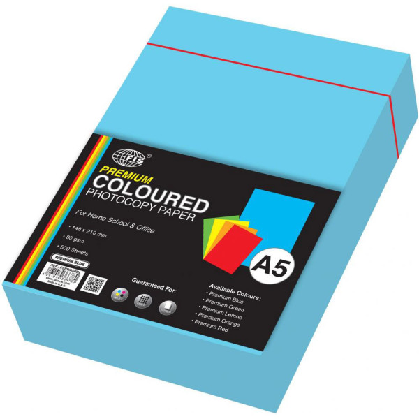 FIS A5 FSPWA5PBL COLOR PAPER BLUE 80GSM 500 SHEETS PER REAM