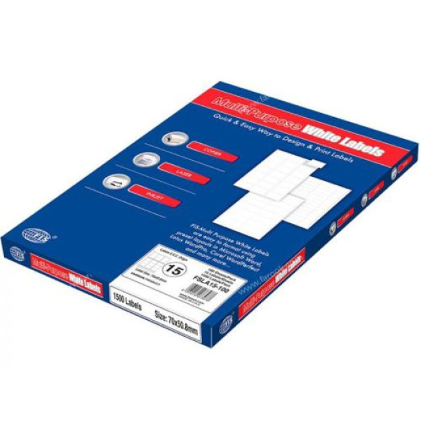 FIS FSLA15-100 A4 MULTIPURPOSE WHITE LABEL 70 X 50.8 MM