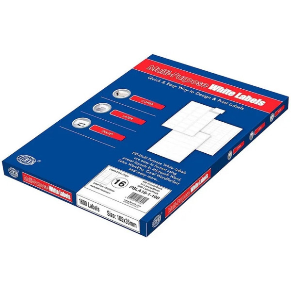 FIS FSLA16-1-100 A4 MULTIPURPOSE WHITE LABEL 105X35 MM