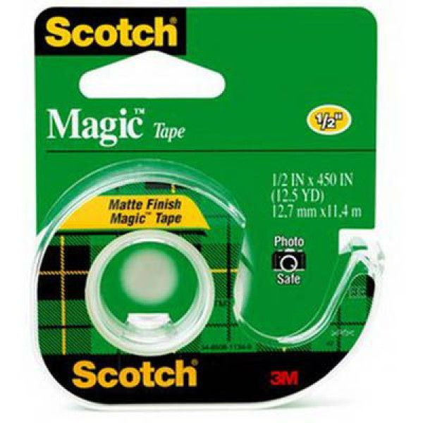 SCOTCH 3M MAGIC TAPE WITH DISPENSER 104 - 1/2"X450"X12.5YDS