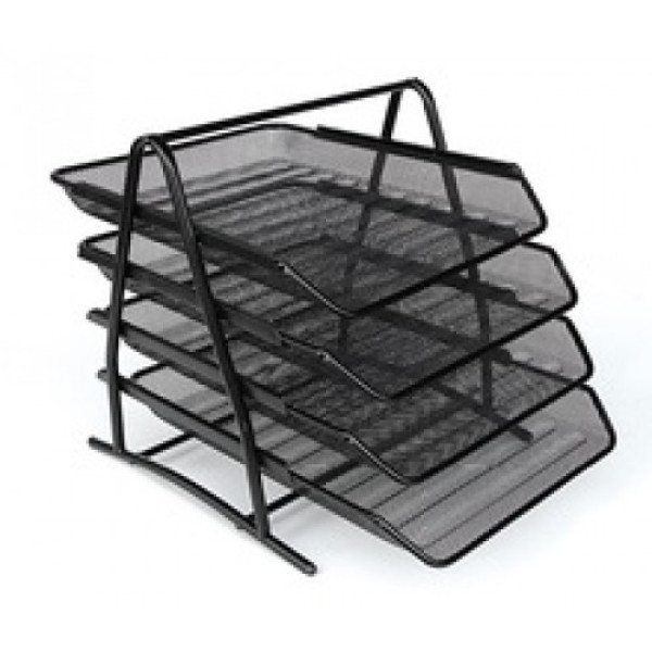 SUPER DEAL DESK TRAY MESH 4 TIER BLACK