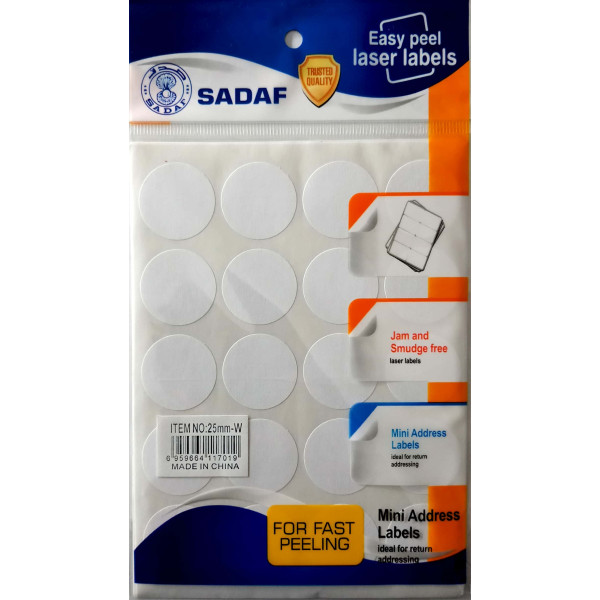 SADAF 25MM-W ROUND LABEL WHITE 