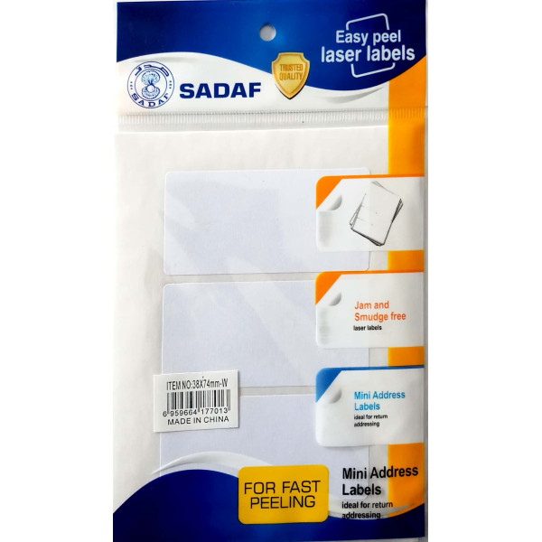 SADAF  MULTIPURPOSE LABEL 38X74MM  WHITE 