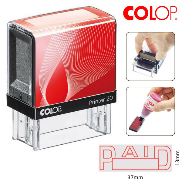 COLOP 20 L04 PAID SELF INK STAMP RED COLOR