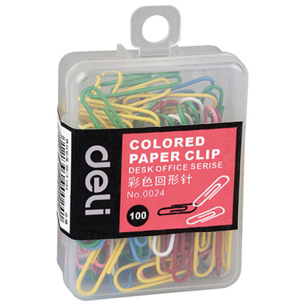 DELI PAPER CLIP COLORED E0024 29MM ASSORTED COLORS PACKET OF 100 PCS 