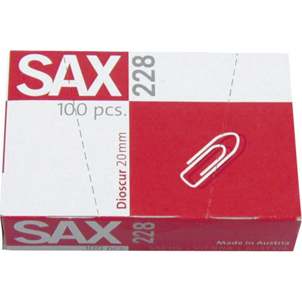 SAX PAPER CLIP METAL 228 20MM, PACKET OF 100 PCS