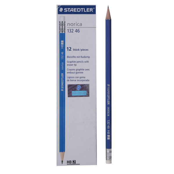 STAEDTLER PENCIL NORICA 132-46-A53 WITH ERASER, PACKET OF 12 PCS