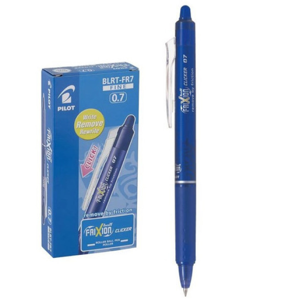 PILOT FRIXION CLICKER ERASABLE PEN BLUE ROLLERBALL 12 PIECES BLRT-FR7 0.7 MM