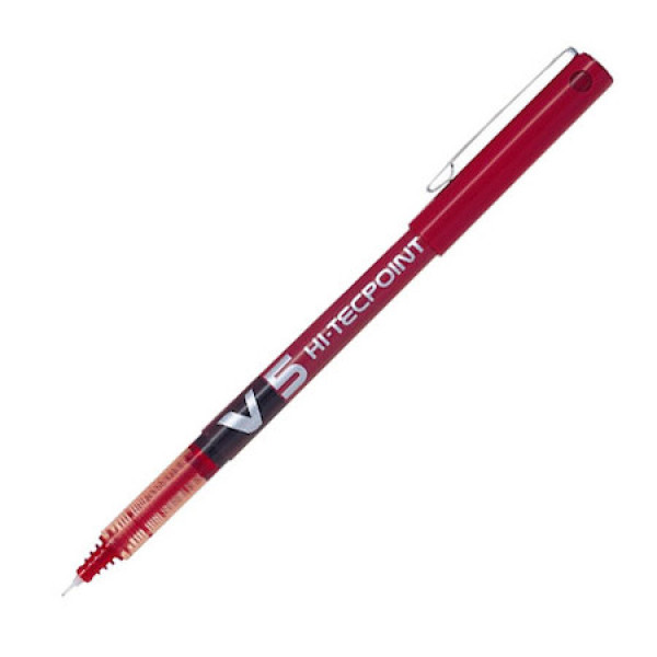 PILOT HI-TECPOINT BX-V5 0.5 MM RED GEL PEN, BOX OF 12 PCS 