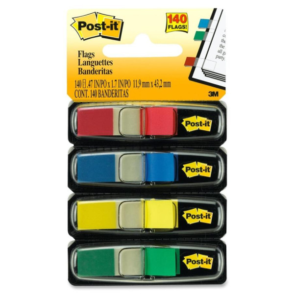 POST-IT FLAGS 3M 683-4  0.47" x 1.7", 4 COLOR ,RED-BLUE-YELLOW-GREEN -35 SH