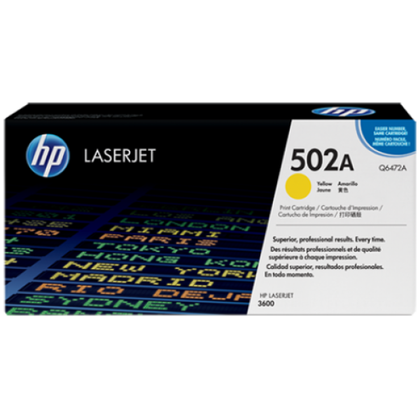 HP 502 A LASERJET TONER CARTRIDGE YELLOW Q6472A (CLJ 3600)