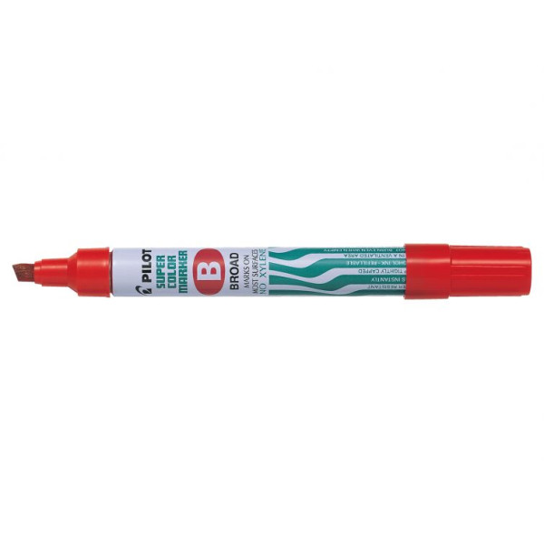 PILOT PERMANENT MARKER SCA-B RED BROAD/CHISEL TIP, BOX OF 12 PCS