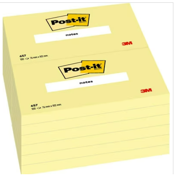 POST-IT 3M 657 (76X102MM)3"X4" STICKY NOTE YELLOW PACK OF 12 PIECES