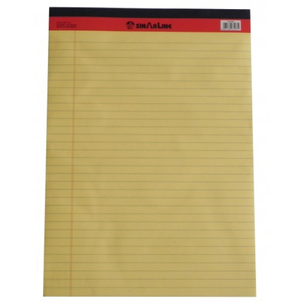 SINARLINE WRITING PAD LEGAL A4 50PG YELLOW