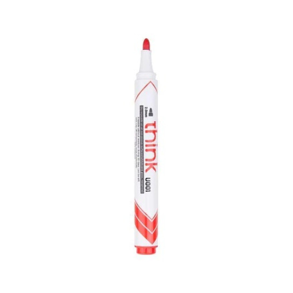 DELI WHITEBOARD MARKER U001 2.0MM DRY ERASE RED BULLET TIP, BOX OF 12 PCS