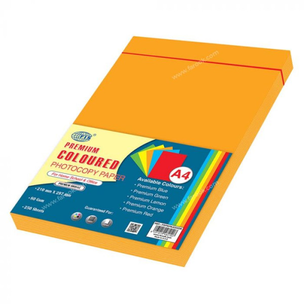 FIS A4 FSPWPA4250OR COLOR PAPER ORANGE 80GSM 250 SHEETS PER REAM