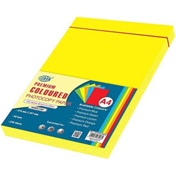 FIS A4 FSPWPA4250LE COLOR PAPER LEMON 80GSM 250 SHEETS PER REAM