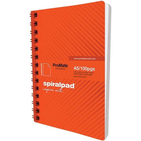 PROMATE 100% RECYCLED SPIRAL PAD A5 100 PAGES ASSORTED COLORS