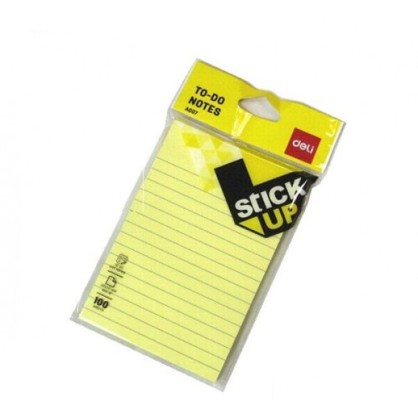 DELI STICKY NOTES A00752(101X152MM)4X6 WITH LINED YELLOW