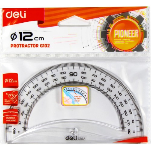 DELI EG10212 PROTRACTOR 12 CM TRANSPERANT 180 D