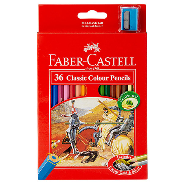 FABER CASTELL FCI115856 36 CLASSIC COLOR PENCILS INCLUDES CLASSIC GOLD & SILVER