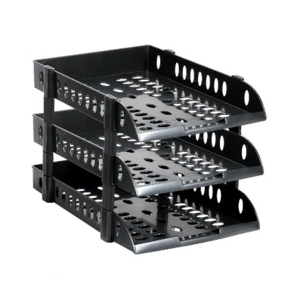 DELI 9215 DESK TRAY PLASTIC 3 TIER BLACK