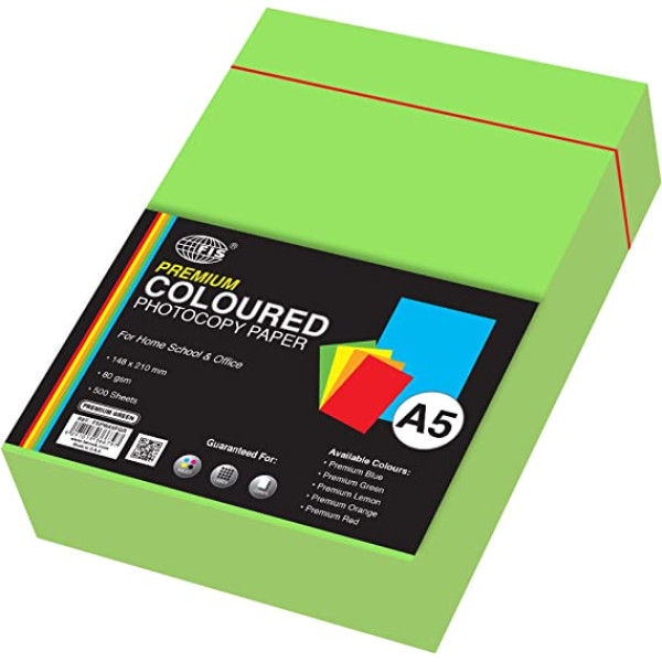 FIS A5 FSPWA5PGR COLOR PAPER GREEN 80GSM 500 SHEETS PER REAM